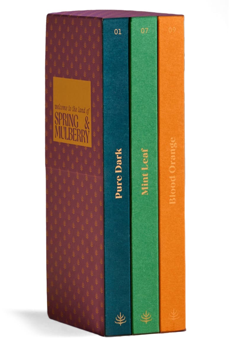 Quintessentials Collection Date Sweetened Dark Chocolate Bars 3-Piece Gift Box, Main, color, PURPLE
