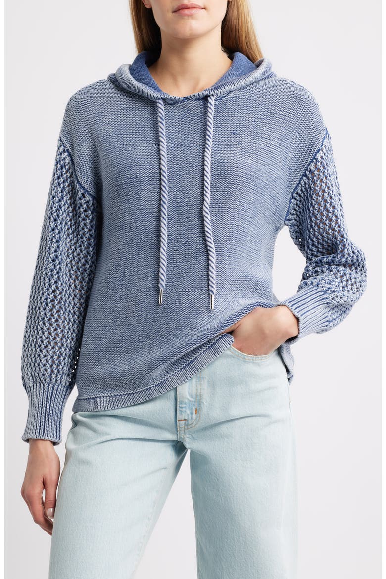 Open Stitch Hoodie, Main, color, CADET BLUE