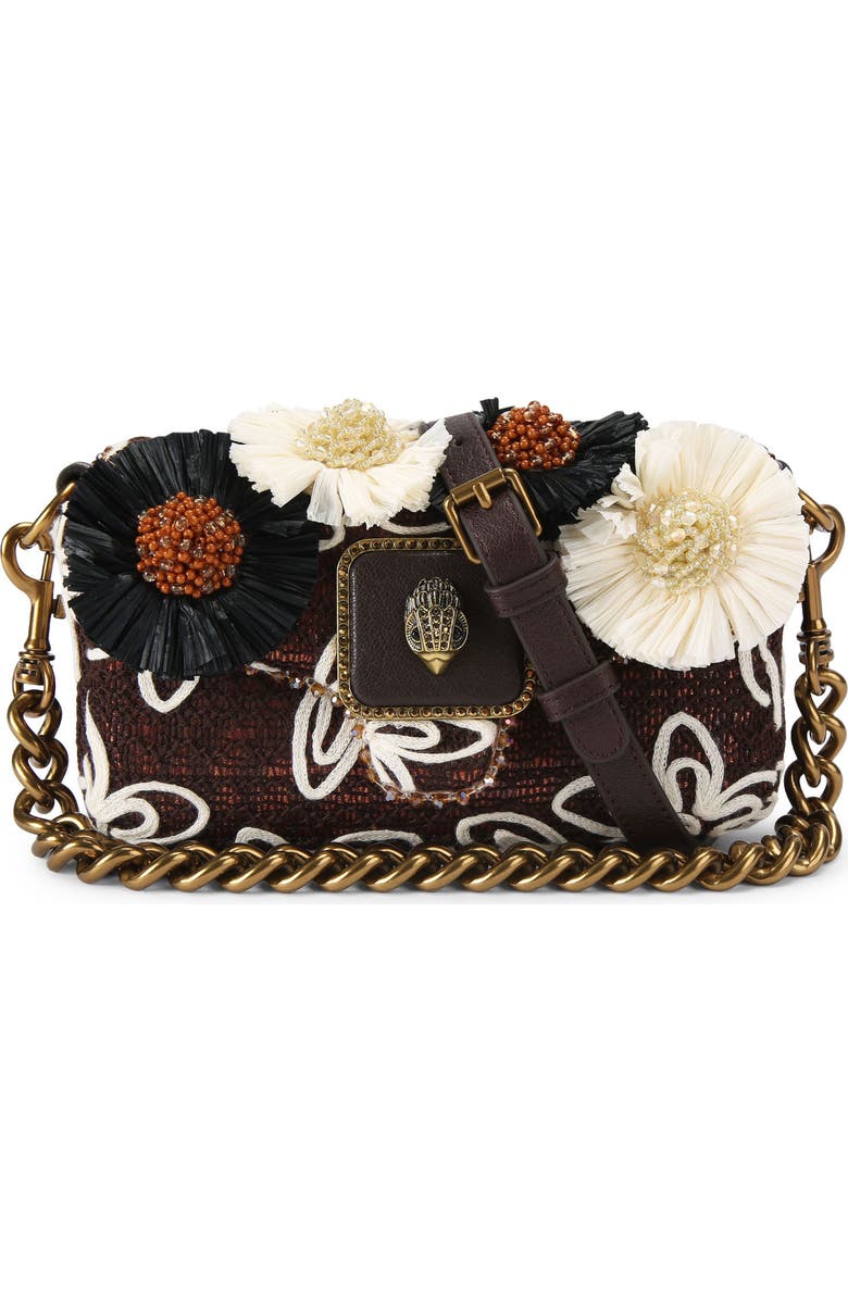 Kurt Geiger London Mini Floral Appliqué Clutch, Main, color, Brown