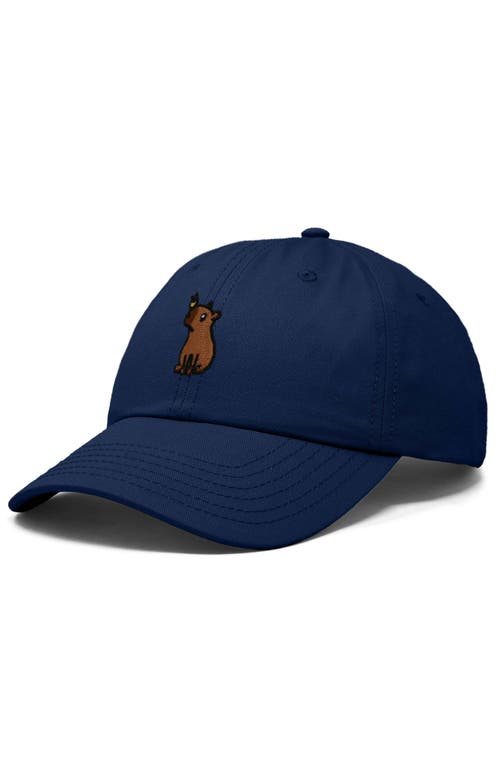 Dalix Capybara Embroidered Everyday Hat In Navy Blue
