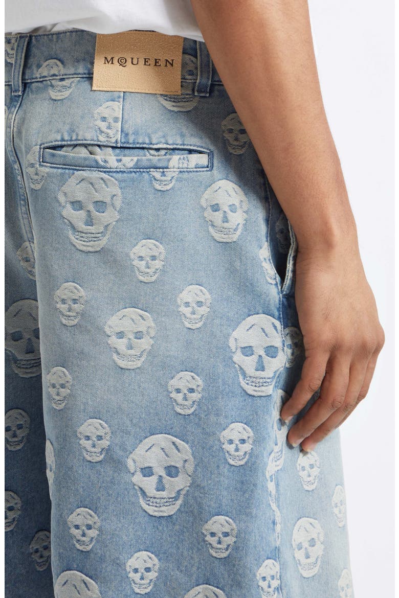 Skull Jacquard Denim Sailor Shorts, Alternate, color, SAPPHIRE
