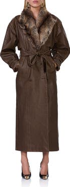 AFRM Saint Faux Leather & Faux Fur Coat