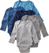 BUTTERBLU Blake Long Sleeve Organic Cotton Assorted 5-Pack Bodysuits