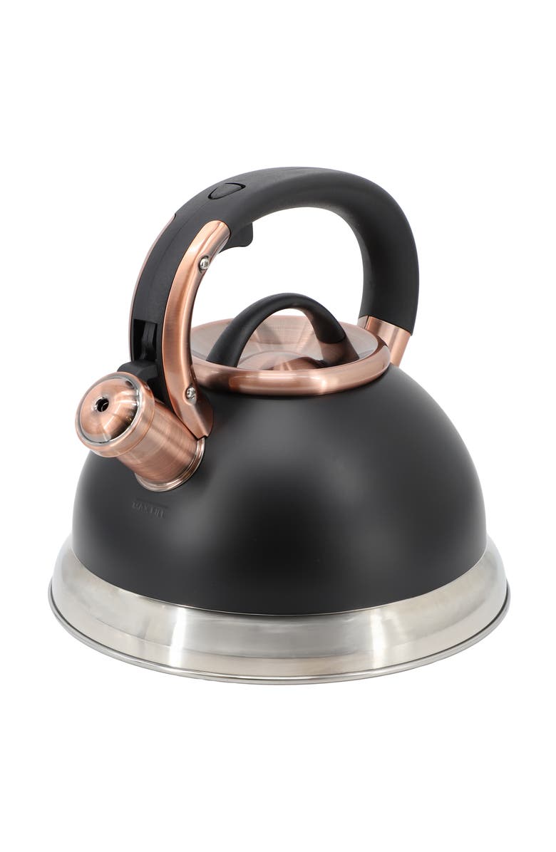 Mr. Coffee Flintshire 2.2 Quart Stainless Steel Whistling Tea Kettle, Main, color, Black