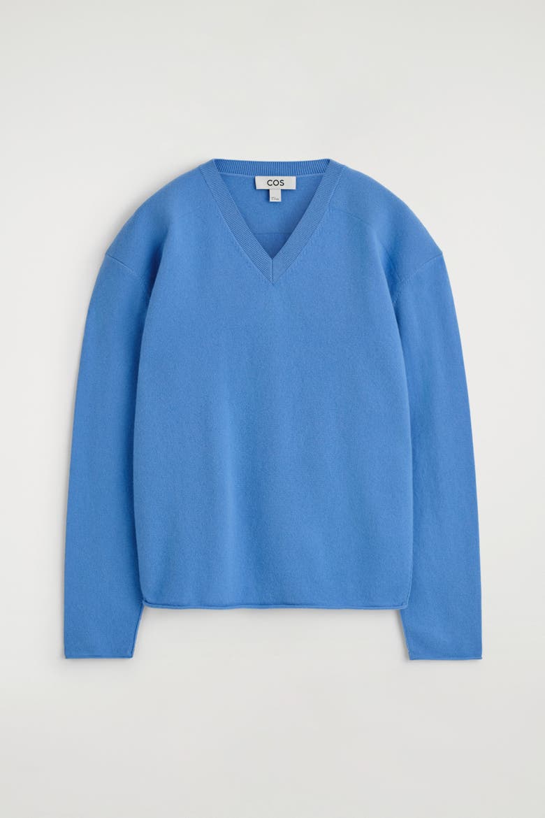 Merino Wool V-neck Sweater, Alternate, color, BLUE