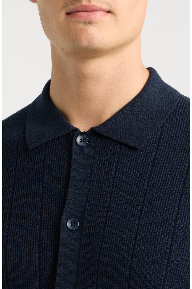 Cotton & Cashmere Short Sleeve Cardigan, Alternate, color, NAVY NIGHT MARL