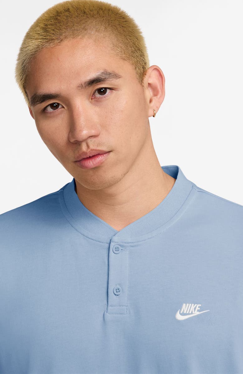 Nike Club Short Sleeve Cotton Henley, Alternate, color, Hydrogen Blue/ White