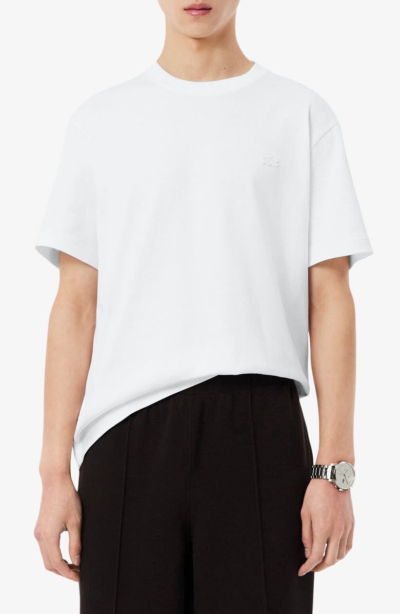 Lacoste Tennis Court Cotton Graphic T-Shirt, Main, color, White