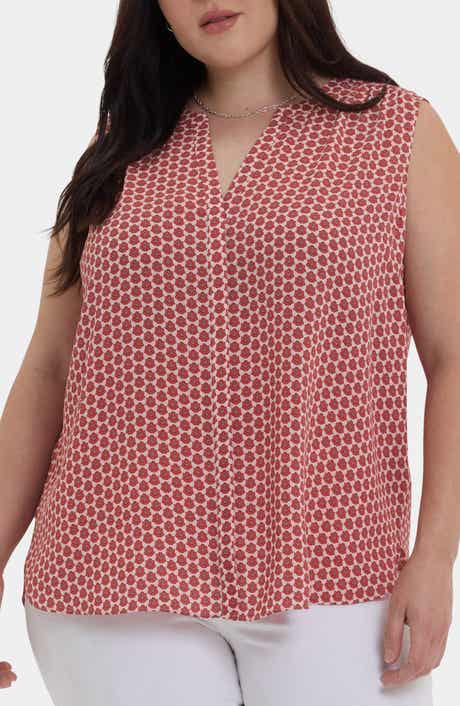 NYDJ Print Sleeveless Pleat Back Top