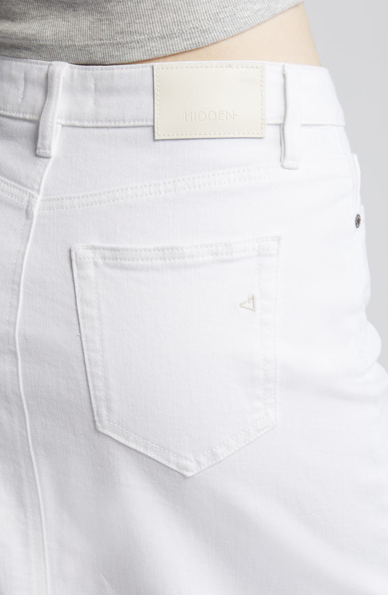 HIDDEN JEANS Side Slit Midi Denim Skirt, Alternate, color, White