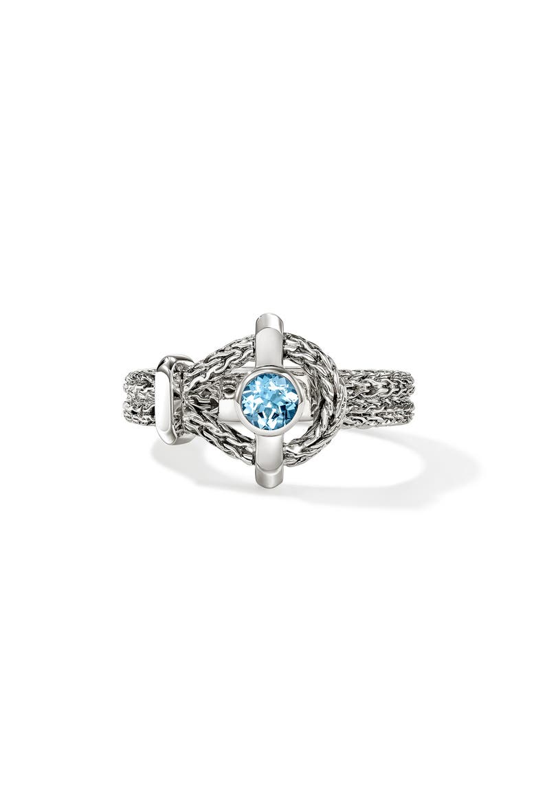 Icon Ring, Sterling Silver, Swiss Blue Topaz, 4mm, Main, color, SILVER