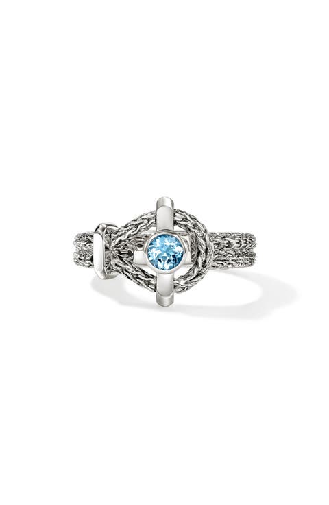 Icon Ring, Sterling Silver, Swiss Blue Topaz, 4mm