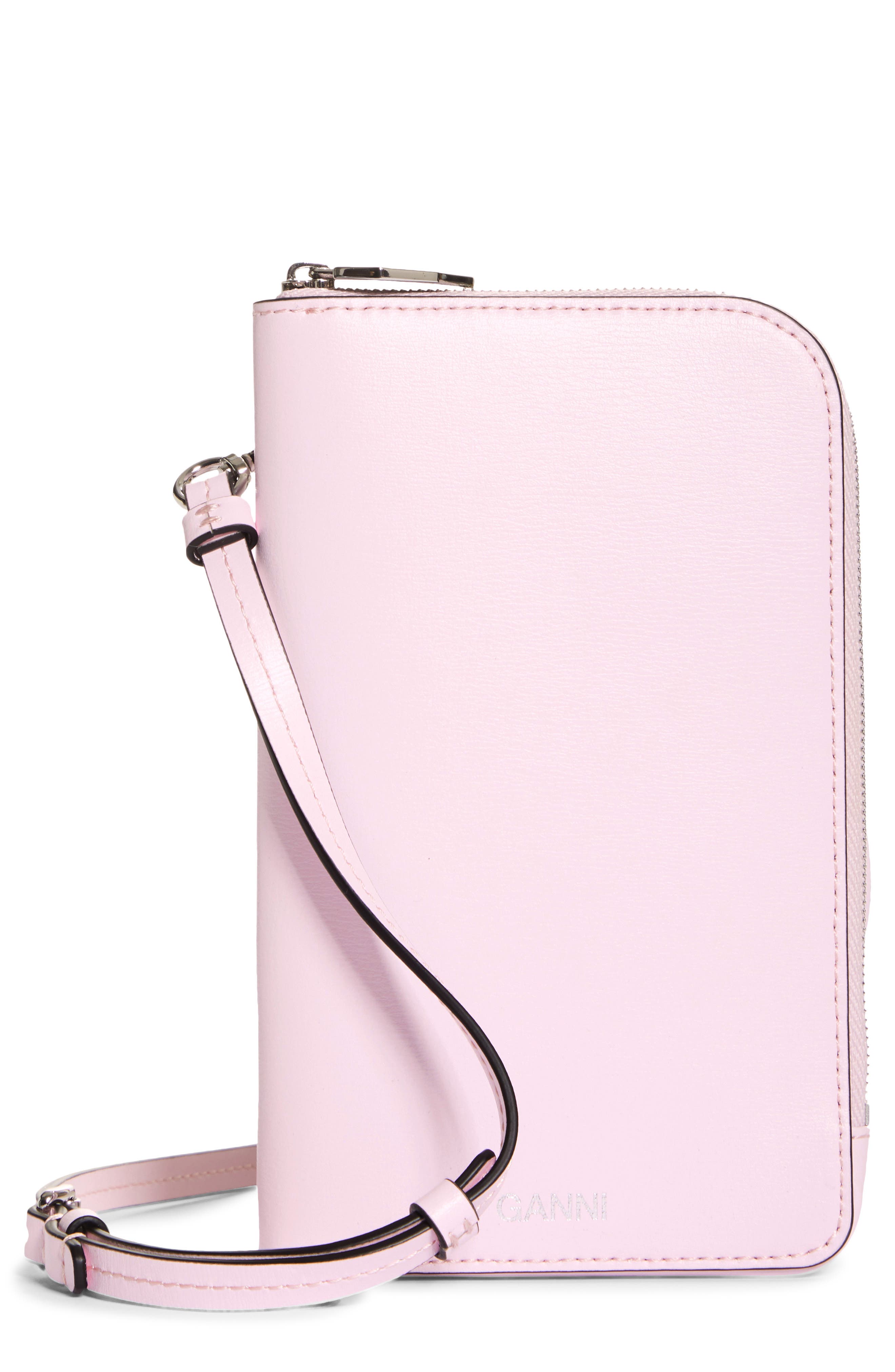 Leather Phone Crossbody Bag, Main, color, CHERRY BLOSSOM