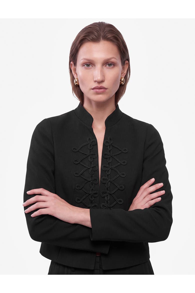 Mandarin Color Character Koton Long Sleeve Mandarin Collar Cropped Ornate Jacket (Women) | Nordstrom