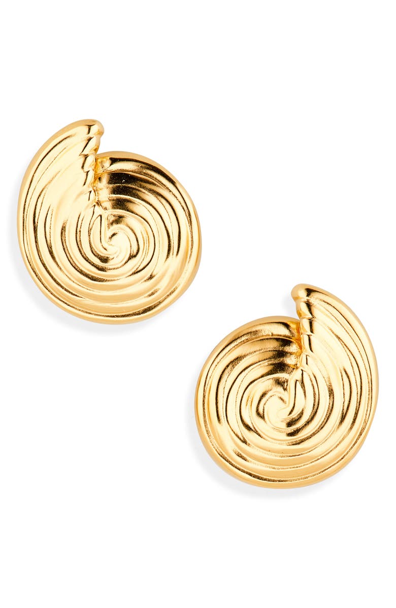 Missoma Small Spiral Stud Earrings, Main, color, Gold