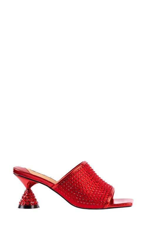 Lady Couture Women's Fireball Rhinestone Spool Heel Mules In Red