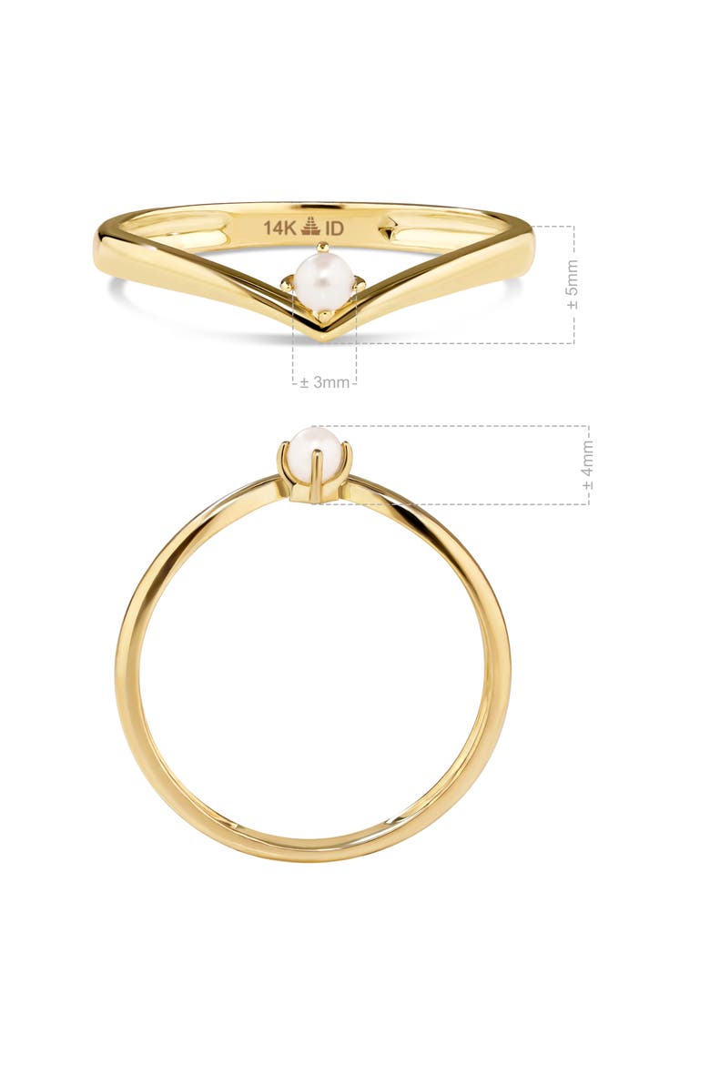 Freshwater Pearl Chevron Ring in 14K Gold, 3mm, Alternate, color, Yellow Gold
