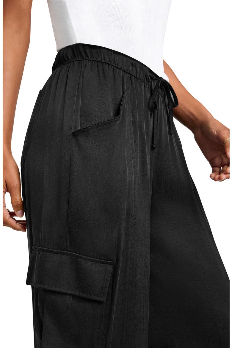 Savannah Wide Leg Sateen Pants, Alternate, color, BLACK