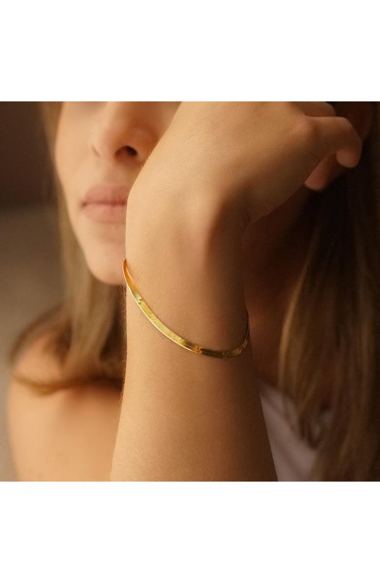 Spero London Italian Herringbone Sterling Chain Bracelet, Alternate, color, Gold