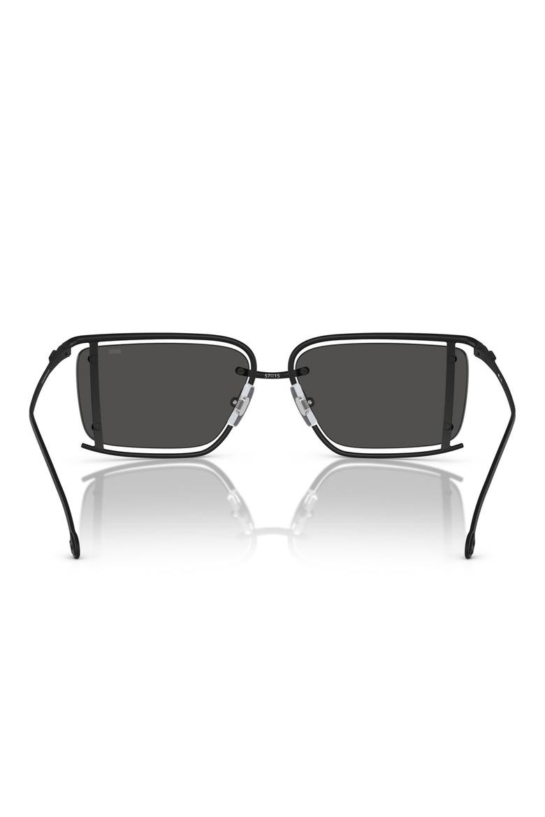 57mm Rectangular Sunglasses, Alternate, color, MATTE BLACK / DARK GREY
