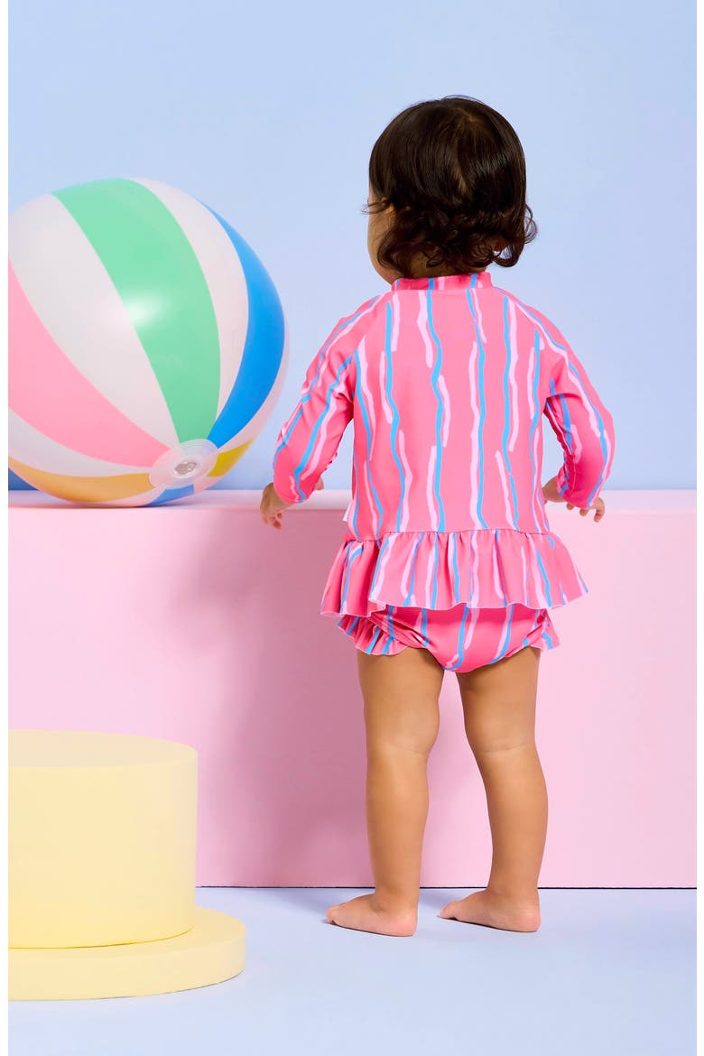 Aruba Ruffle Long Sleeve Two-Piece Swimsuit, Alternate, color, ARUBA PINK