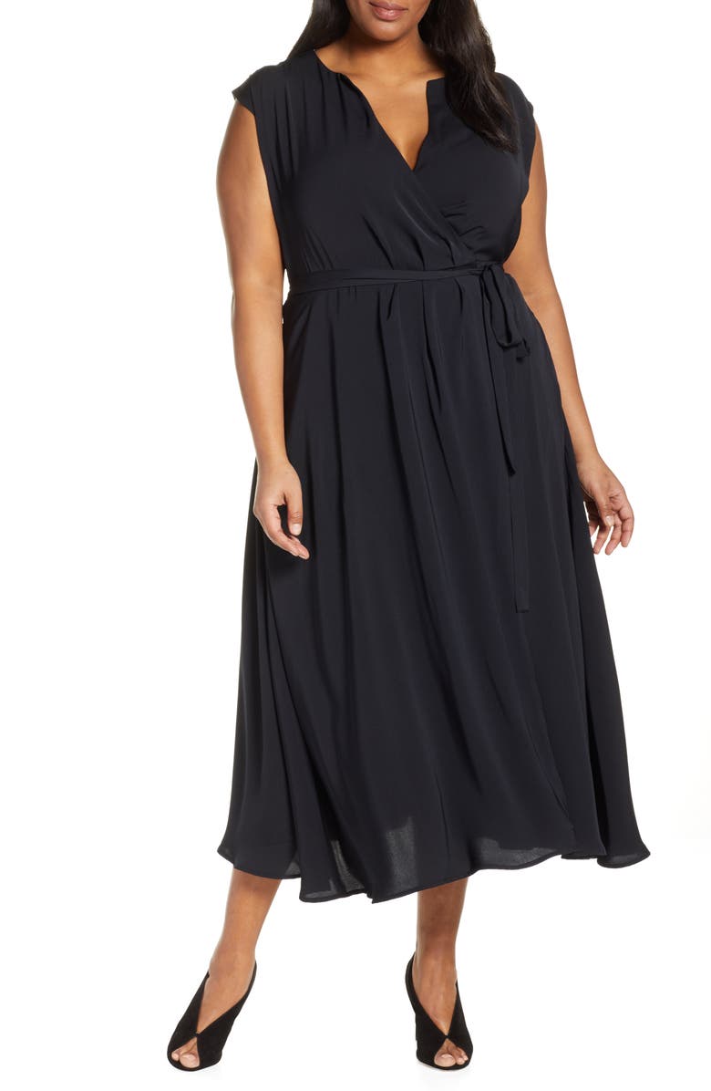 ELOQUII Jason Wu x ELOQUII Surplice Midi Wrap Dress, Main, color,
