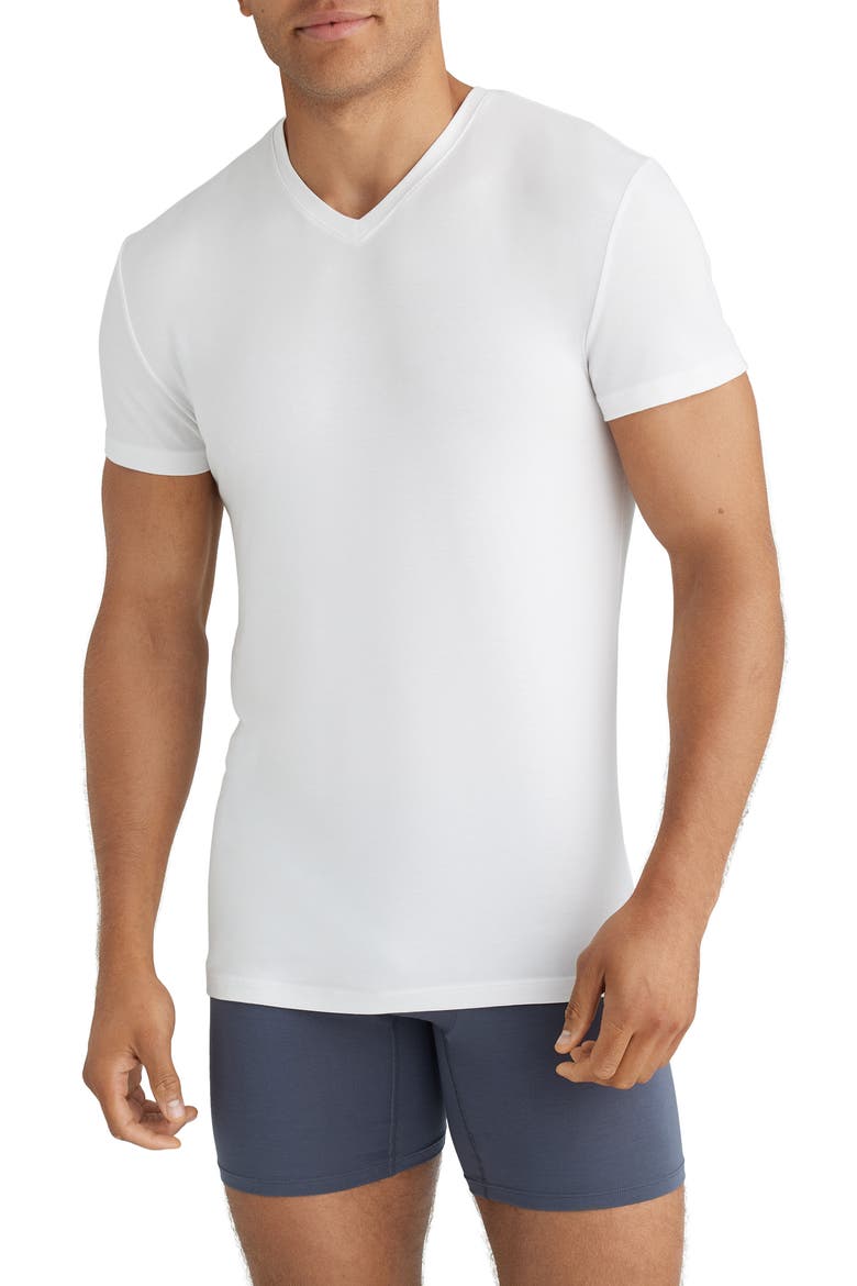 3-Pack Second Skin Stay Tucked V-Neck Undershirts, Alternate, color, WHITE