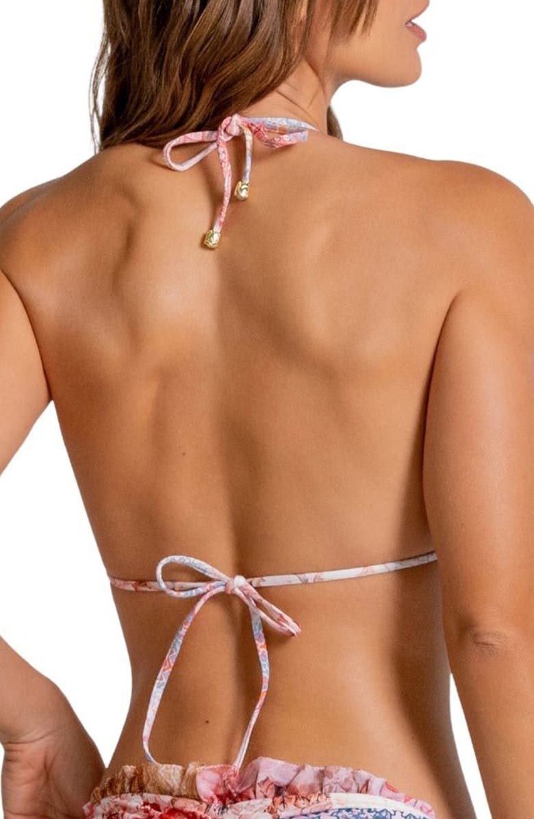 Cosita Linda Ruffle Triangle Bikini Top, Alternate, color, White Multi