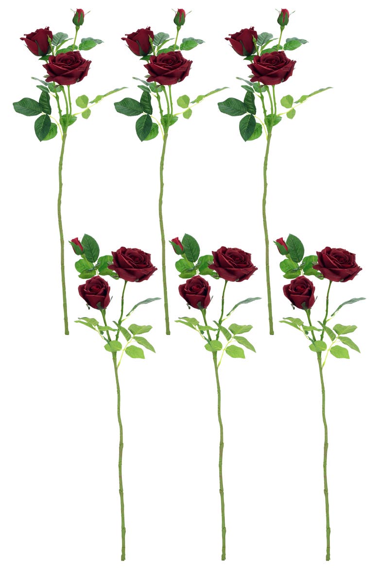 Luscious Garden Rose Natural Touch, Box of 6, Alternate, color, Red