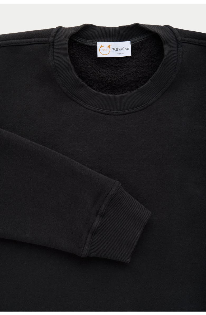 Wolf Vs. Goat (WvG) Cotton Fitted Crewneck Sweatshirt, Alternate, color, Black