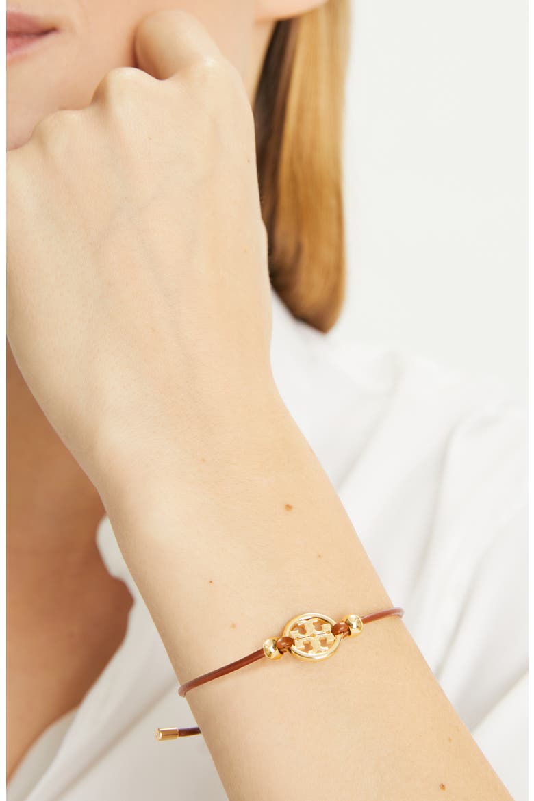 Icon Slider Bracelet, Alternate, color, TORY GOLD / CUOIO