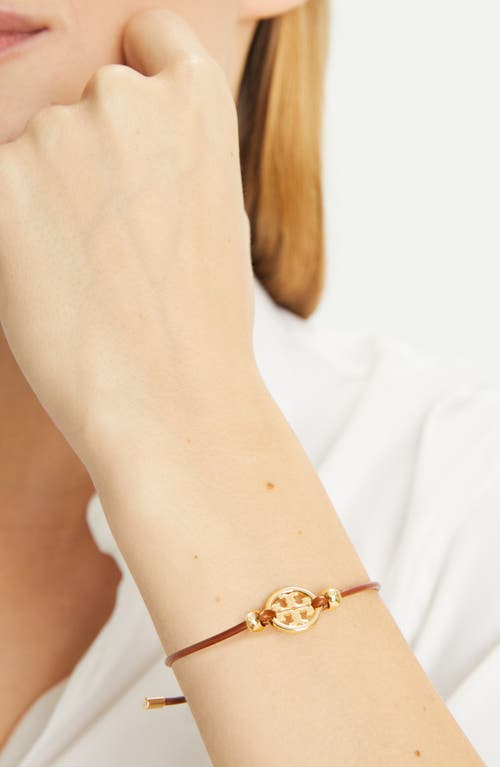 Tory Burch Miller Logo Slider Bracelet In Brown