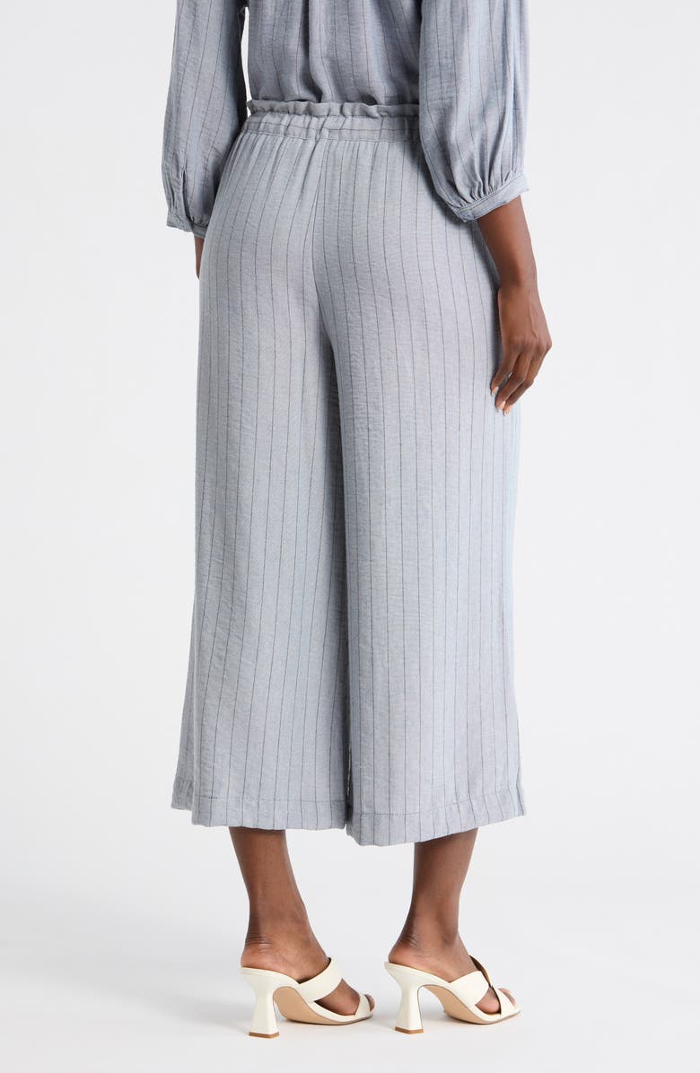 MAX STUDIO Tie Waist Crop Wide Leg Pants, Alternate, color, Denim/ Black Stripe