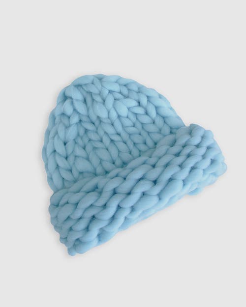 Belle & Bloom Snowflake Hand Knitted Beanie In Blue