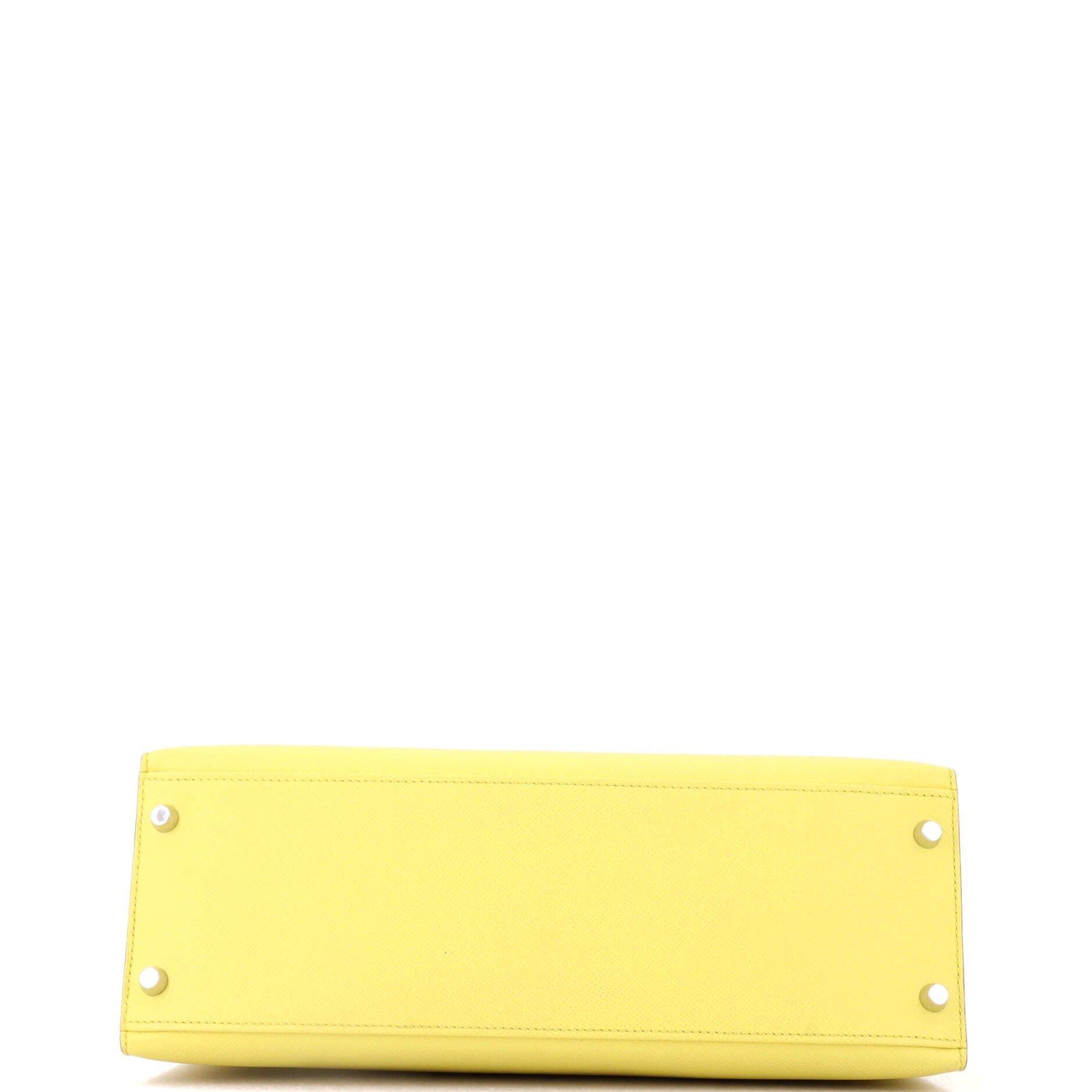 Pre-Owned Hermes Kelly Handbag Yellow Epsom with Palladium Hardware 32, Alternate, color, Soufre