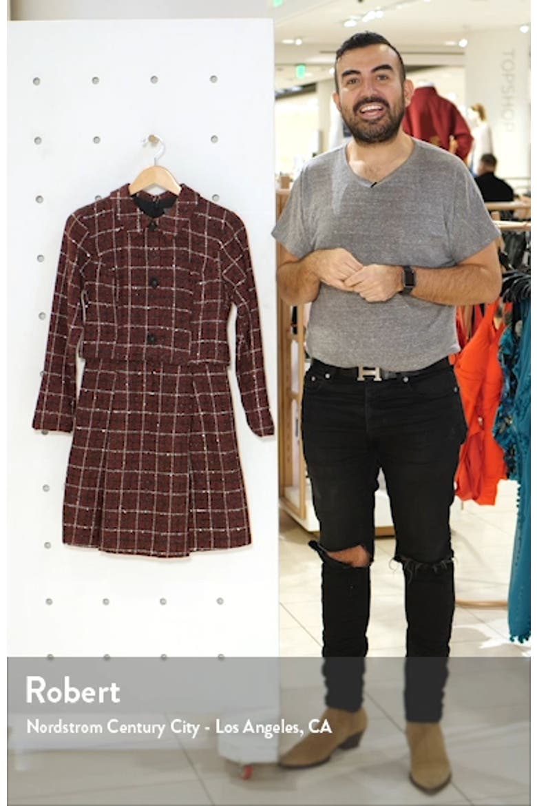 Long Sleeve Mock Two-Piece Tweed Dress video