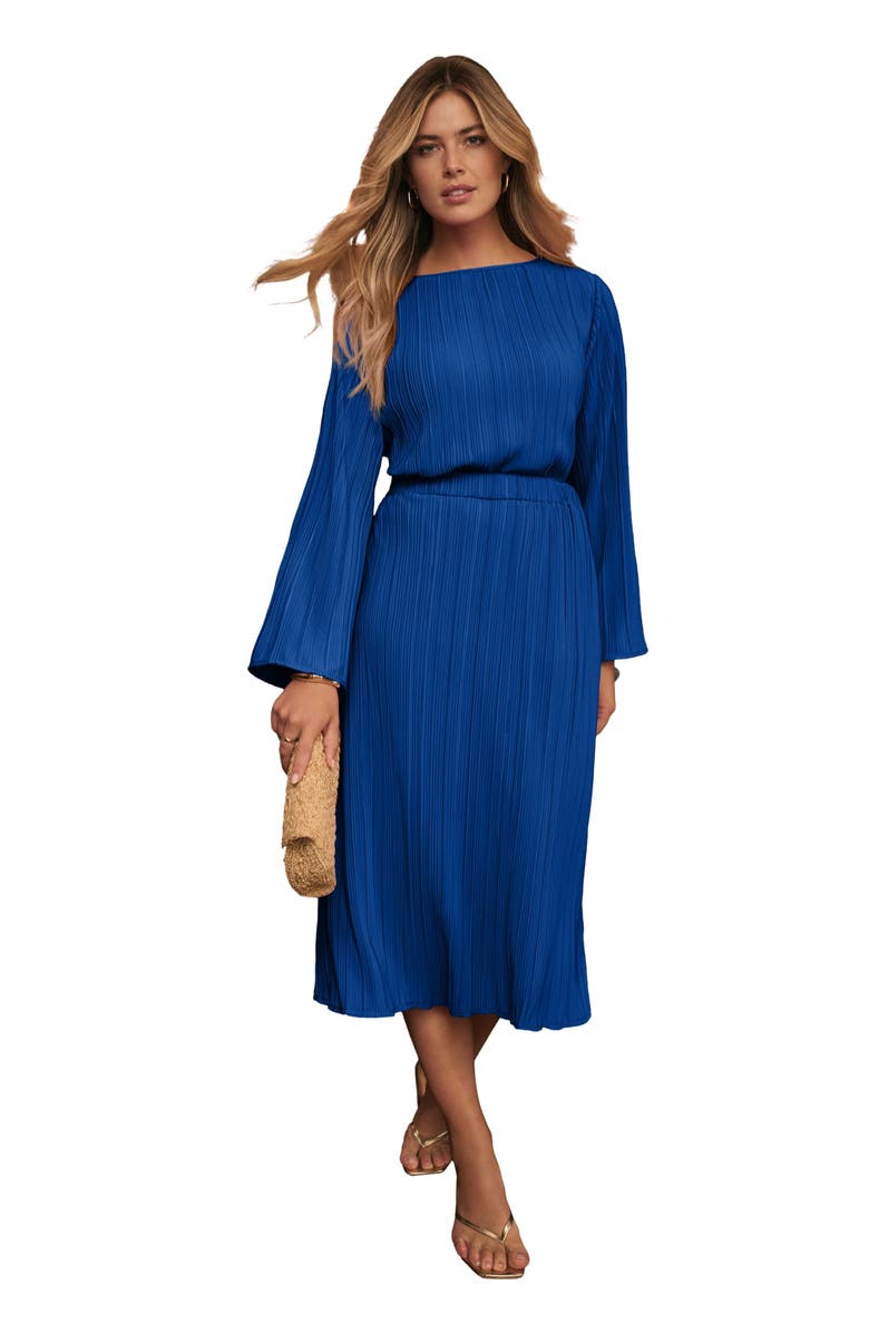 Jessica London Plisse Midi Skirt, Main, color, Dark Sapphire