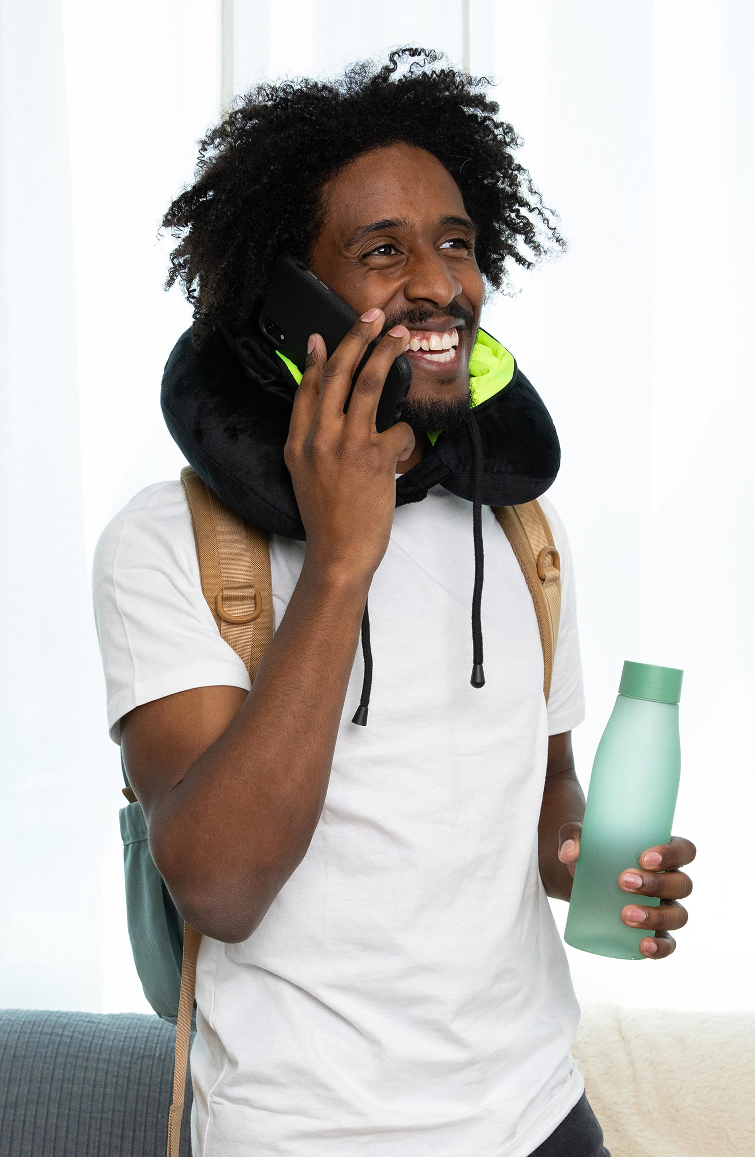 Wolf Essentials Hooded Neck Pillow, Alternate, color, Black