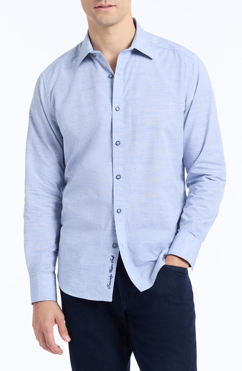 Robert Graham Avondale Cotton Button-Up Shirt, Main, color, Navy