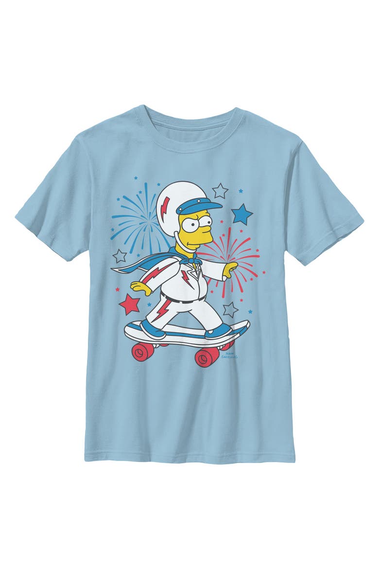 Boy's The Simpsons Festive Bart  Graphic T-Shirt, Main, color, Light Blue