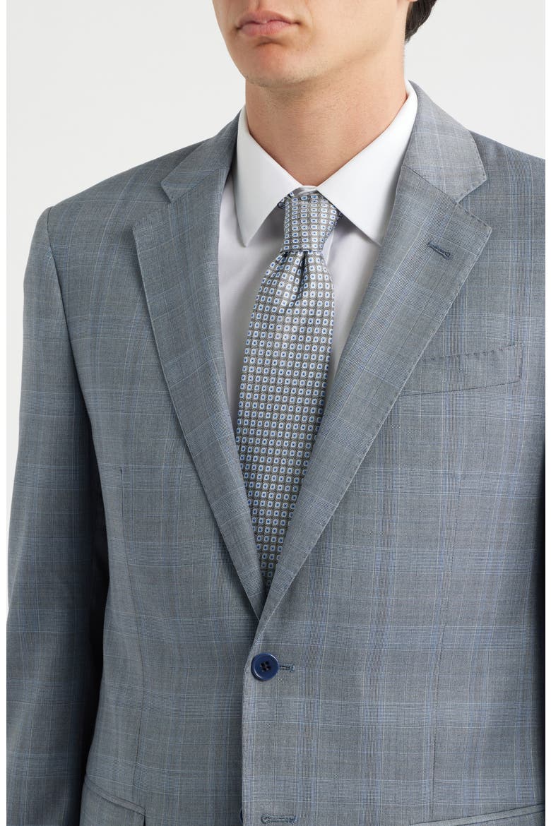 Light Grey Check Virgin Wool Suit, Alternate, color, SOLID DARK GREY