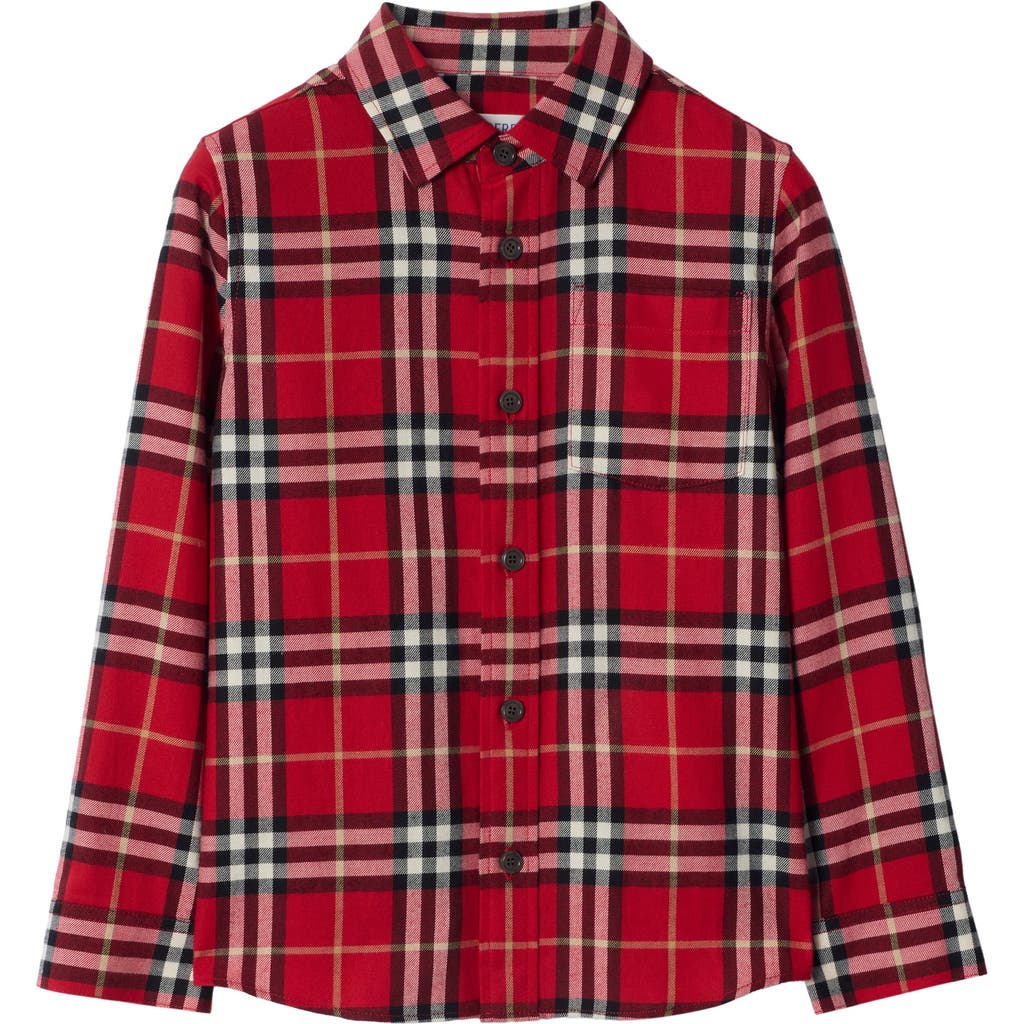 Burberry Check Cotton Flannel Shirt In Multi