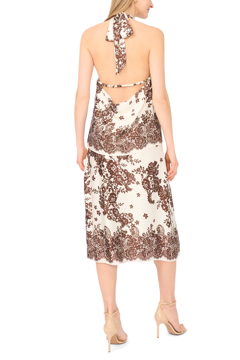 Floral Print Satin Midi Skirt, Alternate, color, EGRET