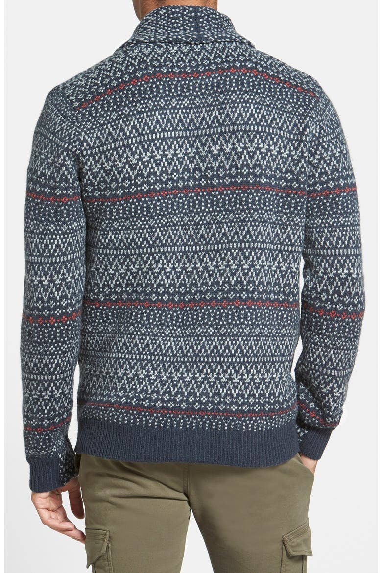 'Anchorage' Fair Isle Shawl Collar Cardigan, Alternate, color, NYPD BLUE