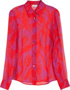Dries Van Noten Tropical Tulip Print Silk Button-Up Shirt