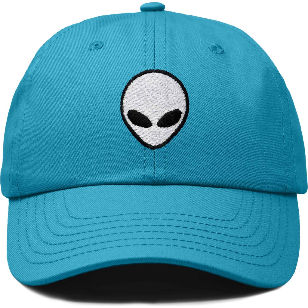 Dalix Alien Embroidered Classic Dad Cap In Teal