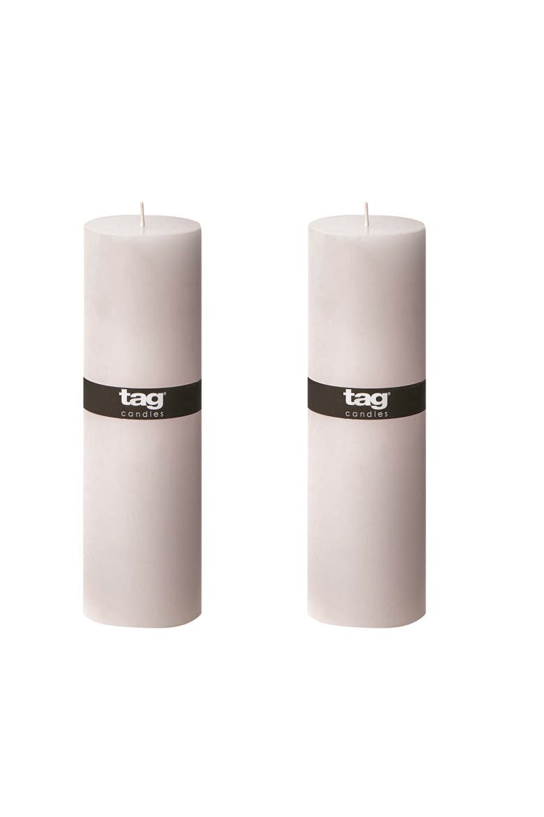 Ivory Pillar Wax Candle Set of 2 Unscented Long Burning, Main, color, White