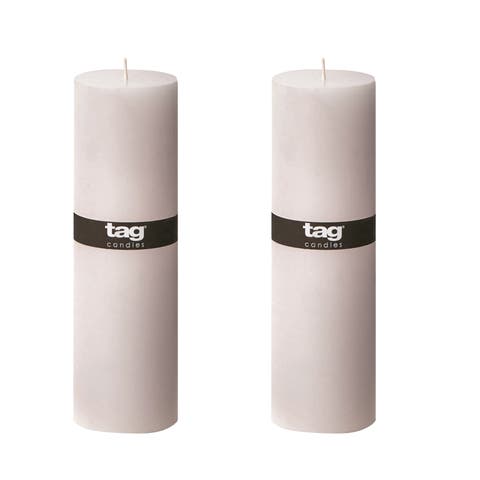 Ivory Pillar Wax Candle Set of 2 Unscented Long Burning