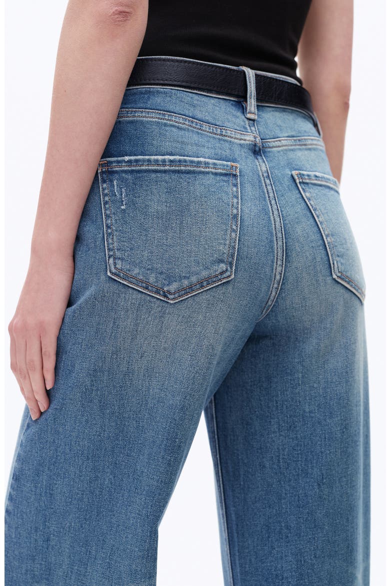 High Waist Raw Hem Wide Leg Jeans, Alternate, color, MEDIUM BLUE