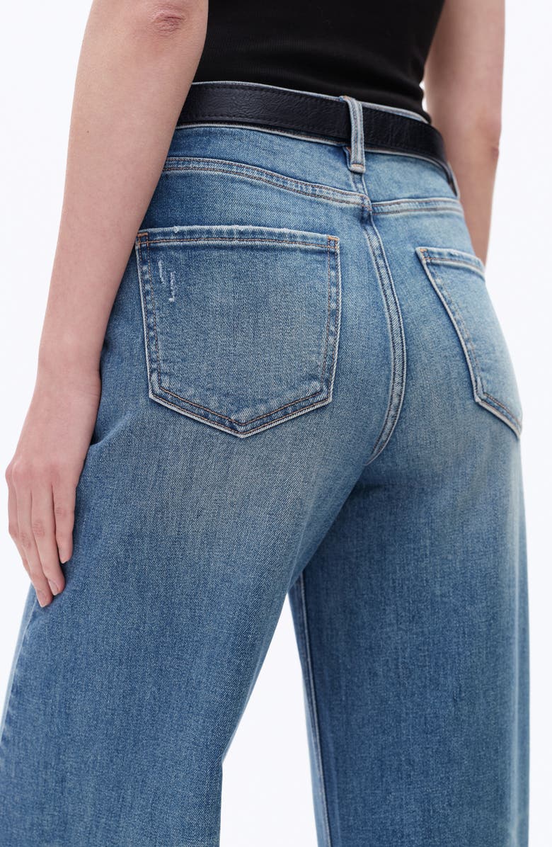 Bayeas High Waist Raw Hem Wide Leg Jeans, Alternate, color, Medium Blue